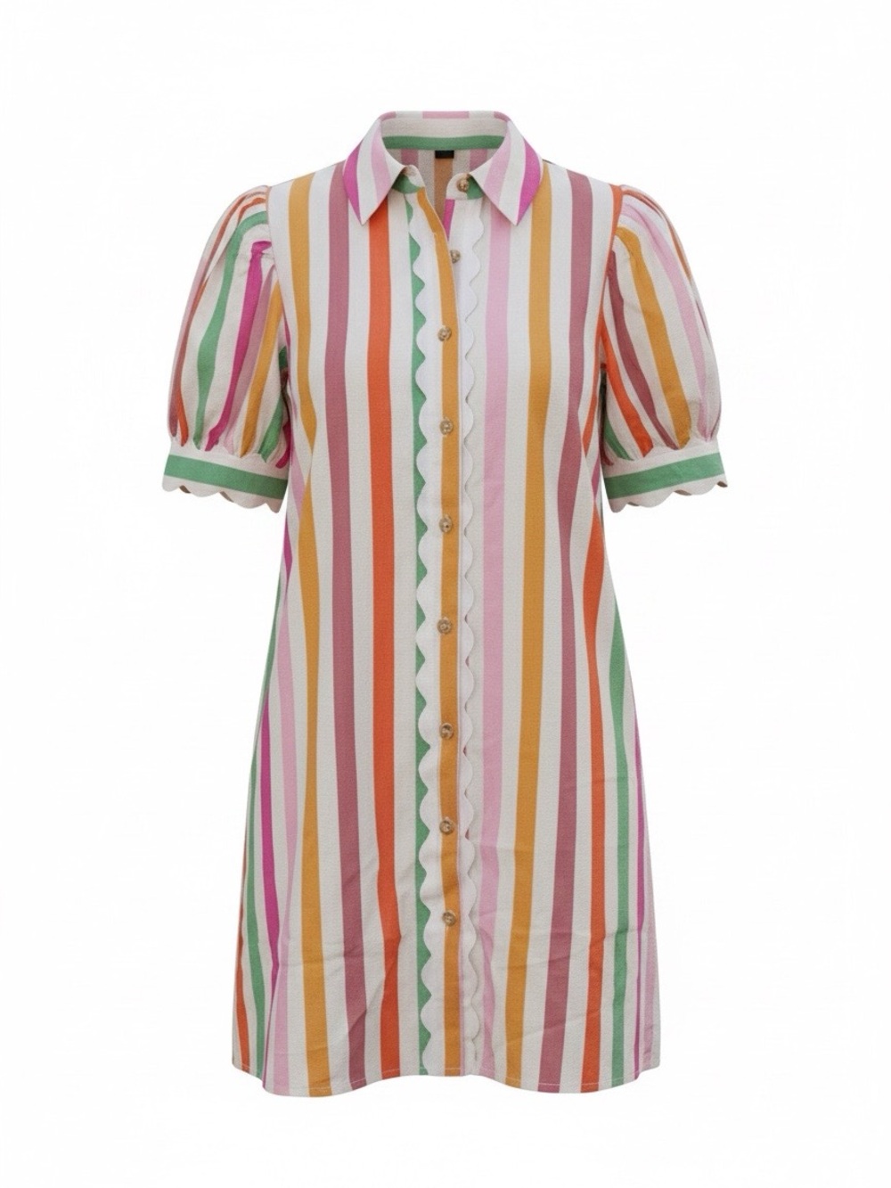 Multicolor, Cotton, Button-Front Dress with gorgeous details.